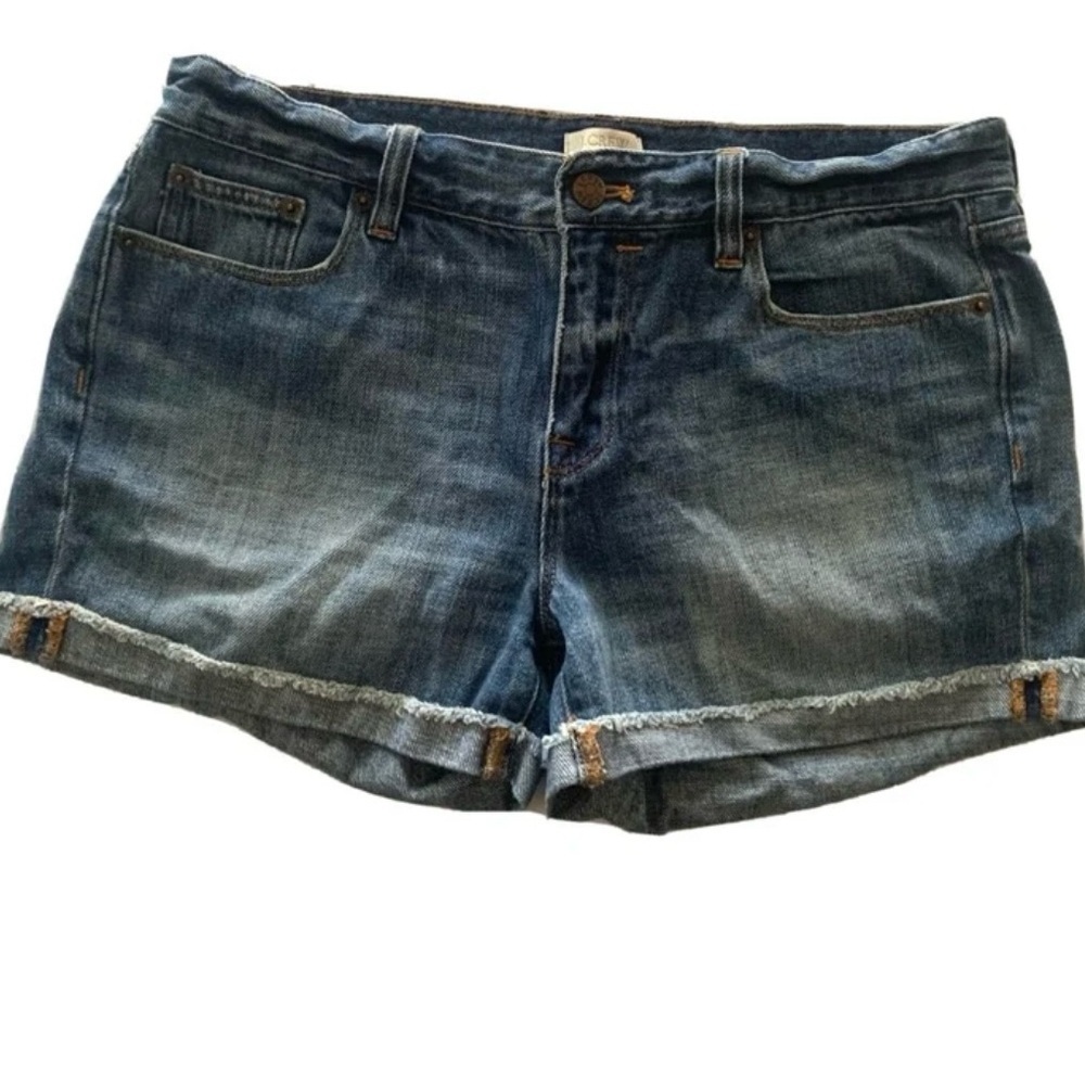 J. Crew Women’s Shorts Denim Jean Cuffed Raw Hem Cut-Off Blue size 28